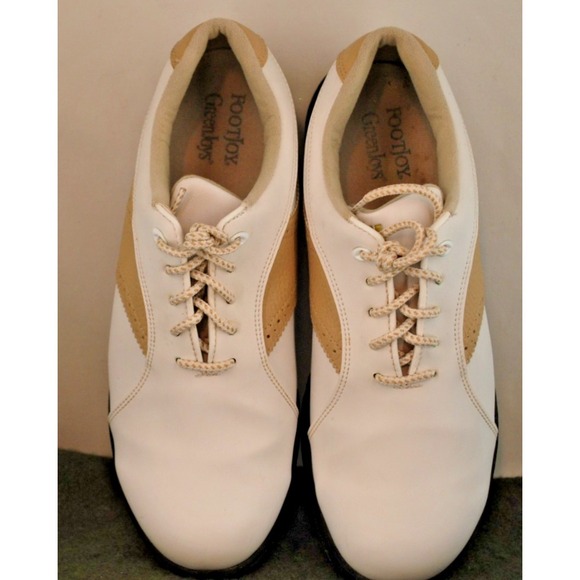 FootJoy Shoes - FootJoy FJ GreenJoys Women's Golf Shoes Cleats White Tan Size 10M
